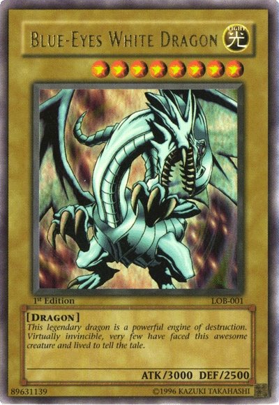 Yugioh top Blue-Eyes White Dragon LOB-E001 Ultra Rare Europe Very Rare Vintage 2002