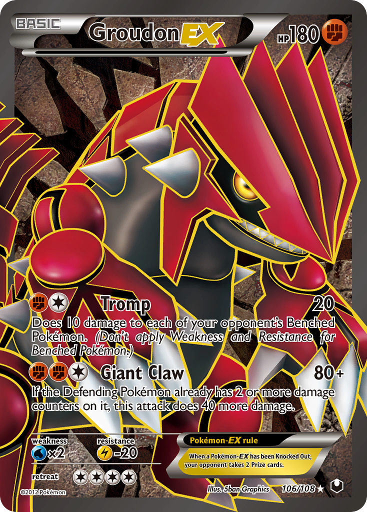 Authentic Pokemon Groudon EX Card